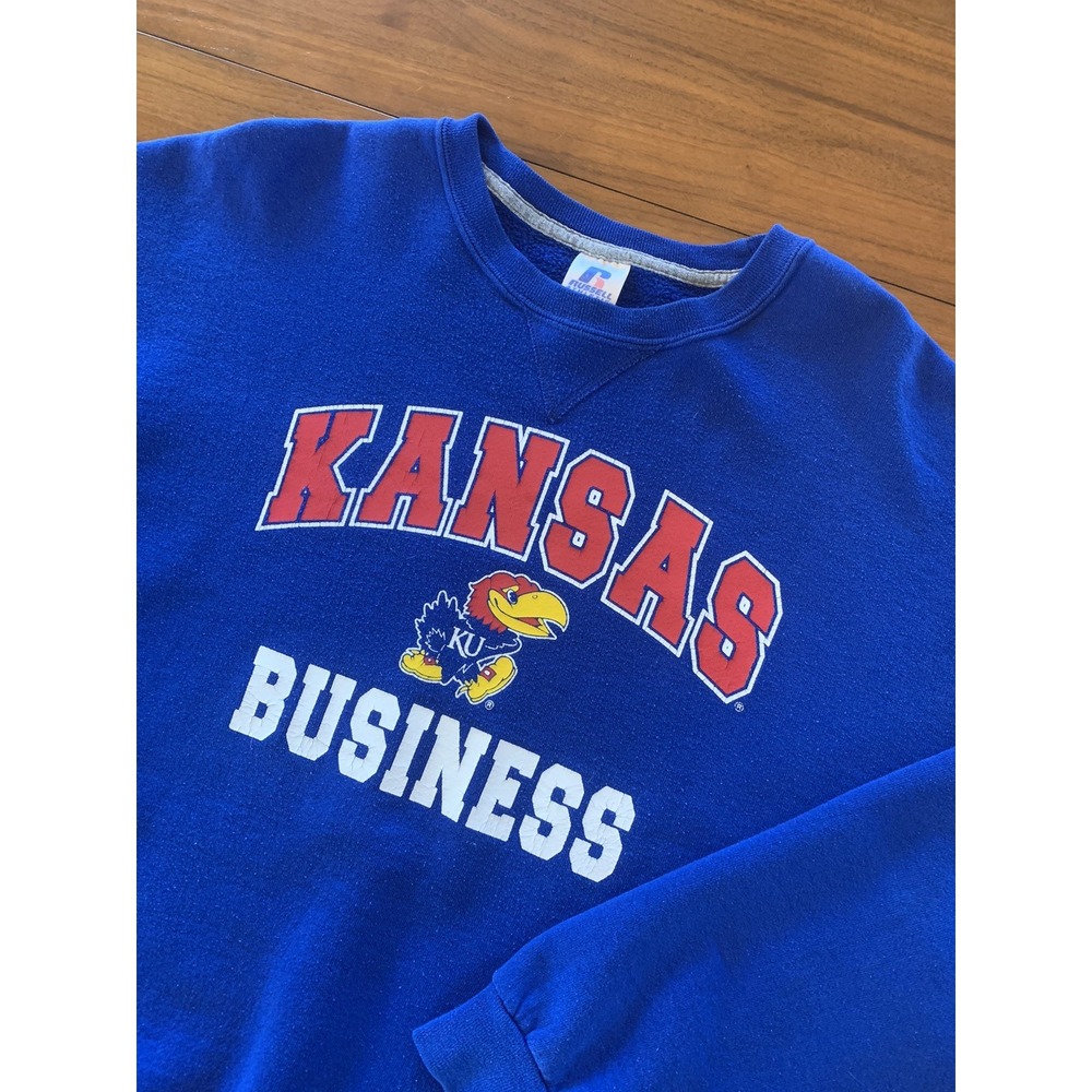 Vintage Kansas Jayhawks Business Russell Athletic Sweatshirt Mens XL 90s Y2K KU